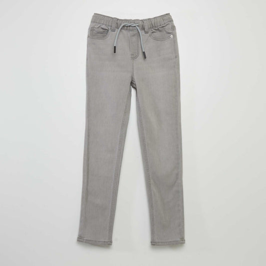 Jean à taille élastiquée avec cordons Gris
