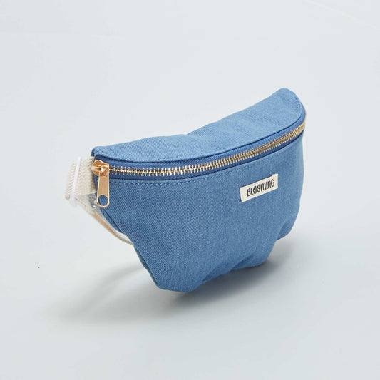 Sac banane en denim avec imprimé intérieur Bleu denim