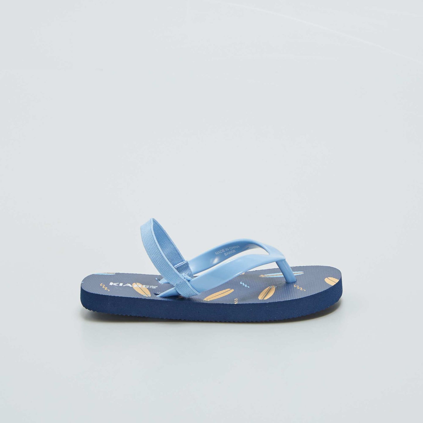 Tongs imprimé tropical à bride élastique Bleu