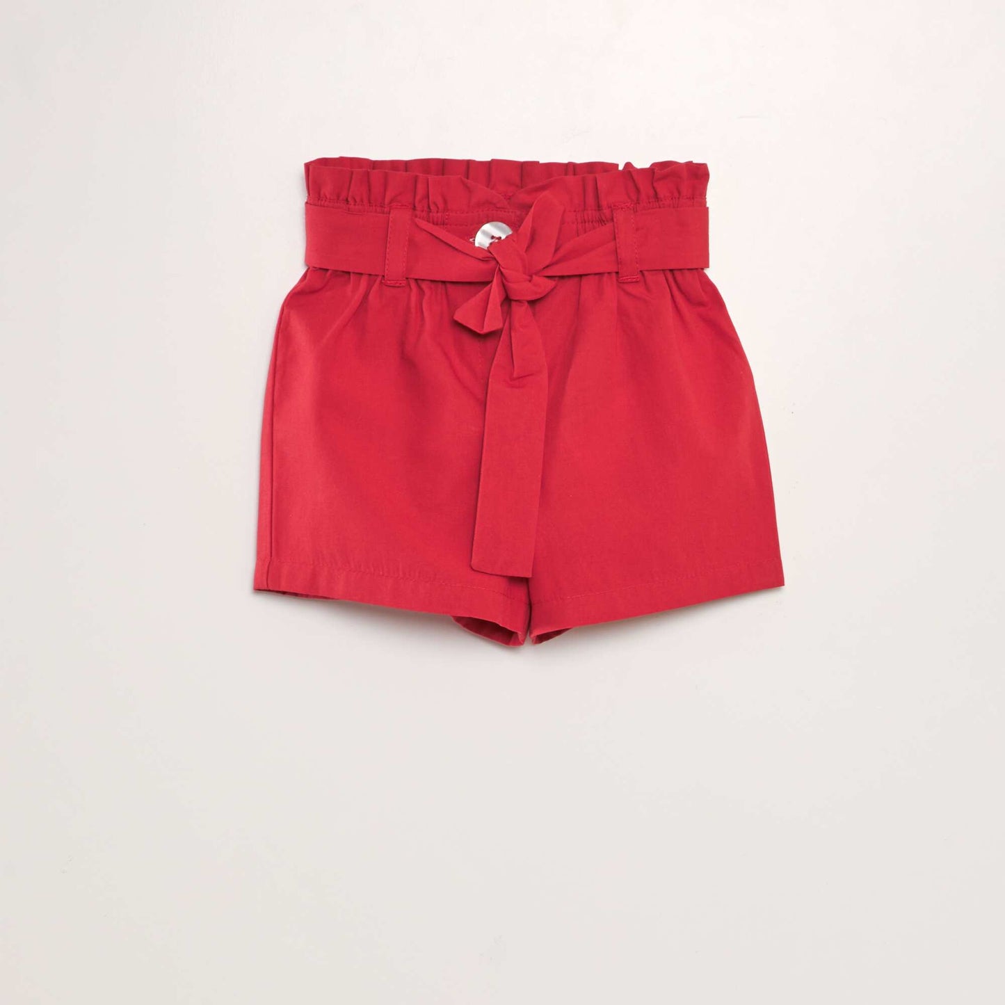 Short ceinturé en popeline Rouge