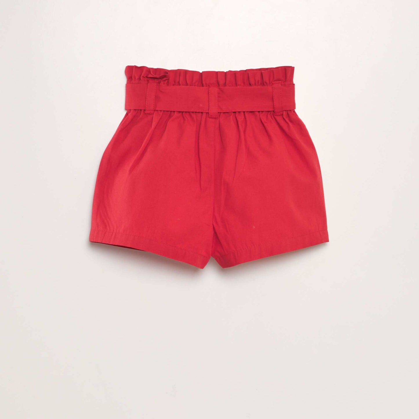 Short ceinturé en popeline Rouge