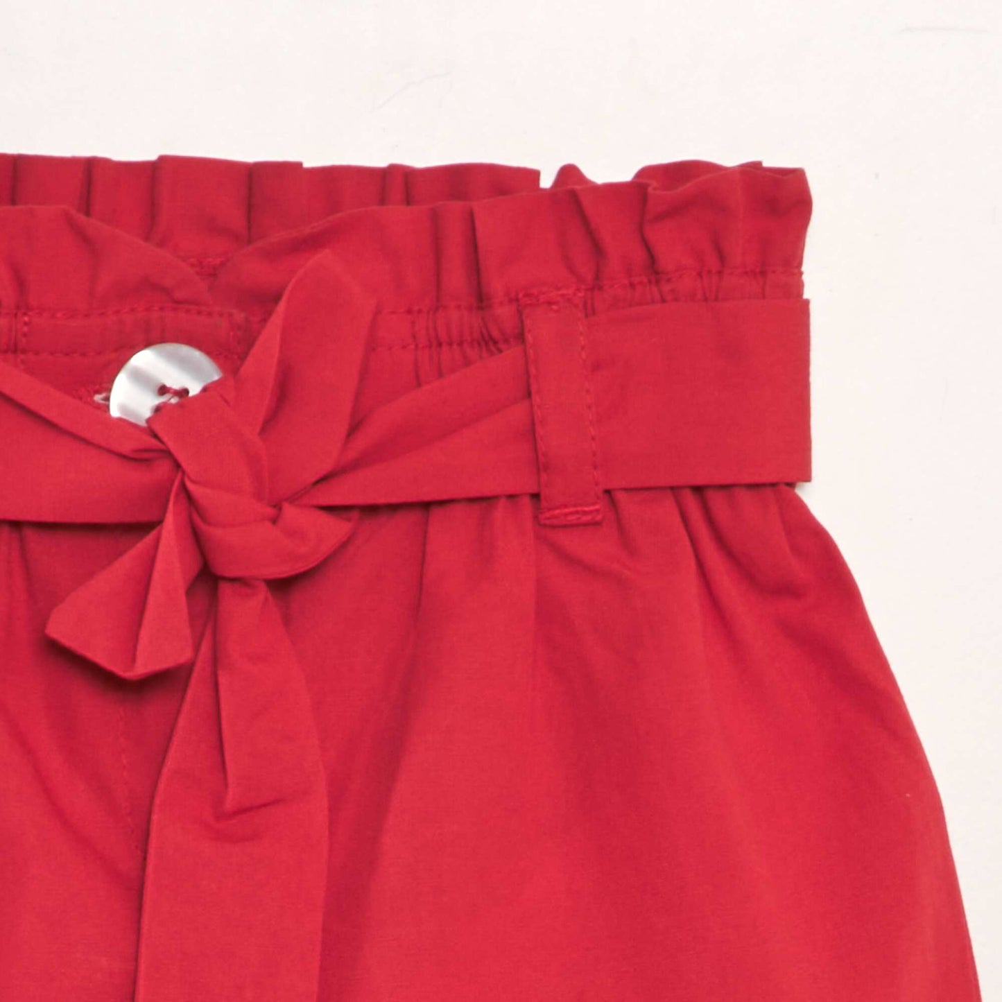 Short ceinturé en popeline Rouge