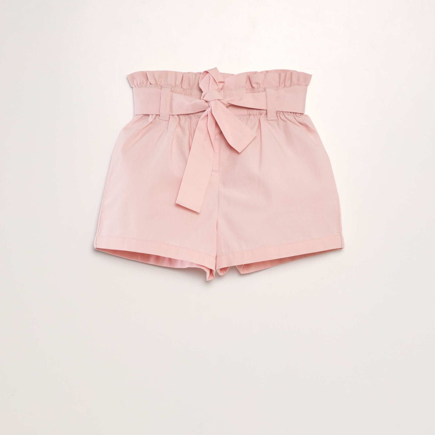 Short ceinturé en popeline Rose