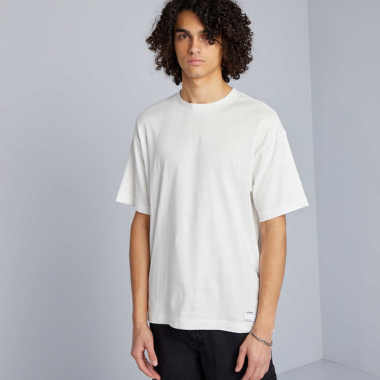 T-shirt col rond en coton blanc