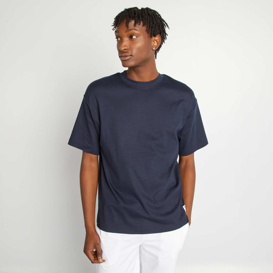 T-shirt col rond en coton BLEU