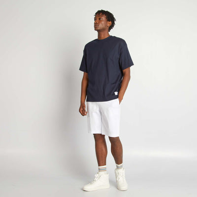 T-shirt col rond en coton BLEU