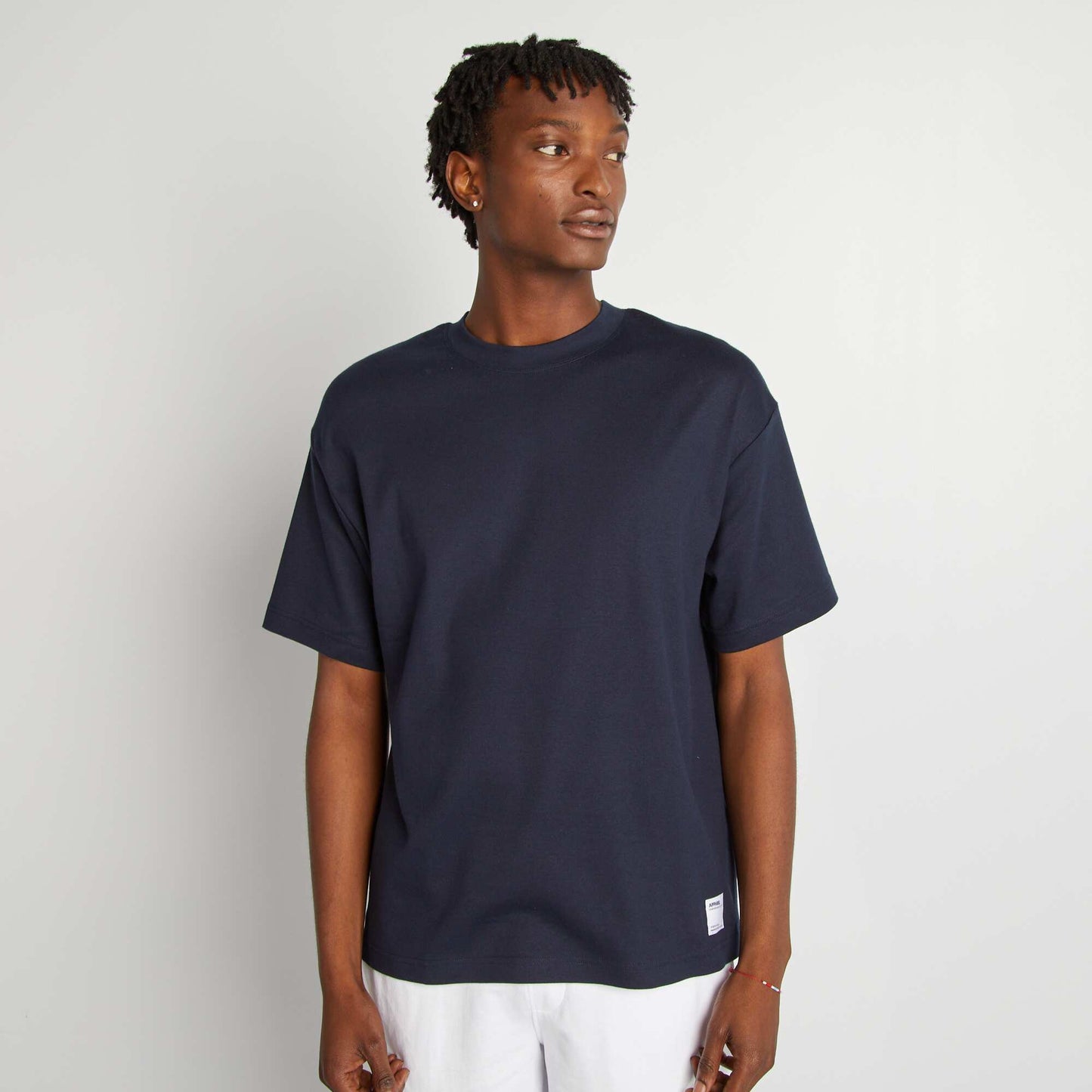 T-shirt col rond en coton BLEU