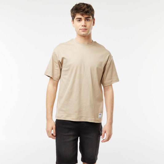 T-shirt col rond en coton MARRON