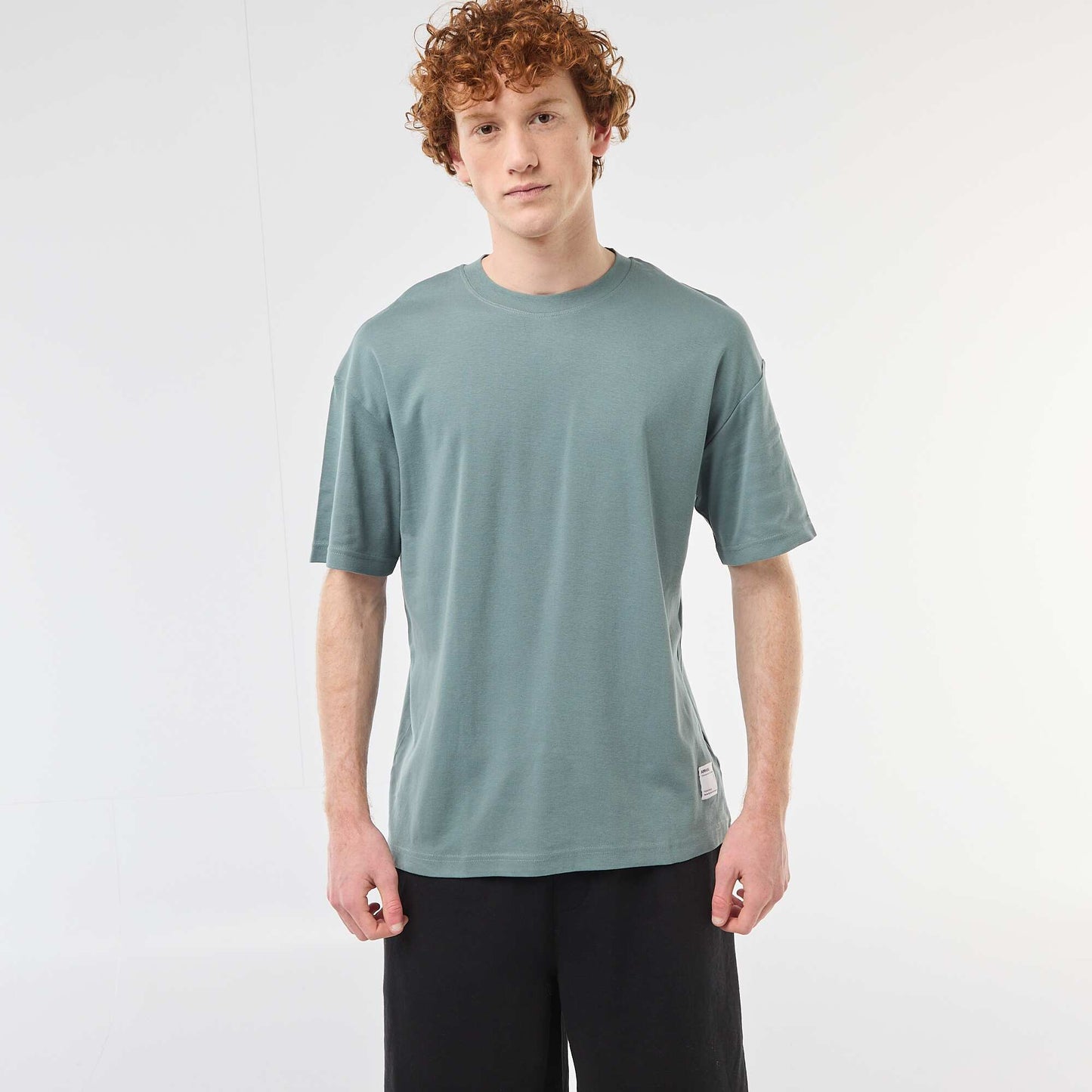 T-shirt col rond en coton BLEU