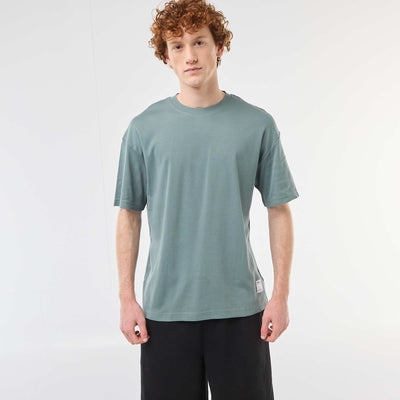 T-shirt col rond en coton BLEU