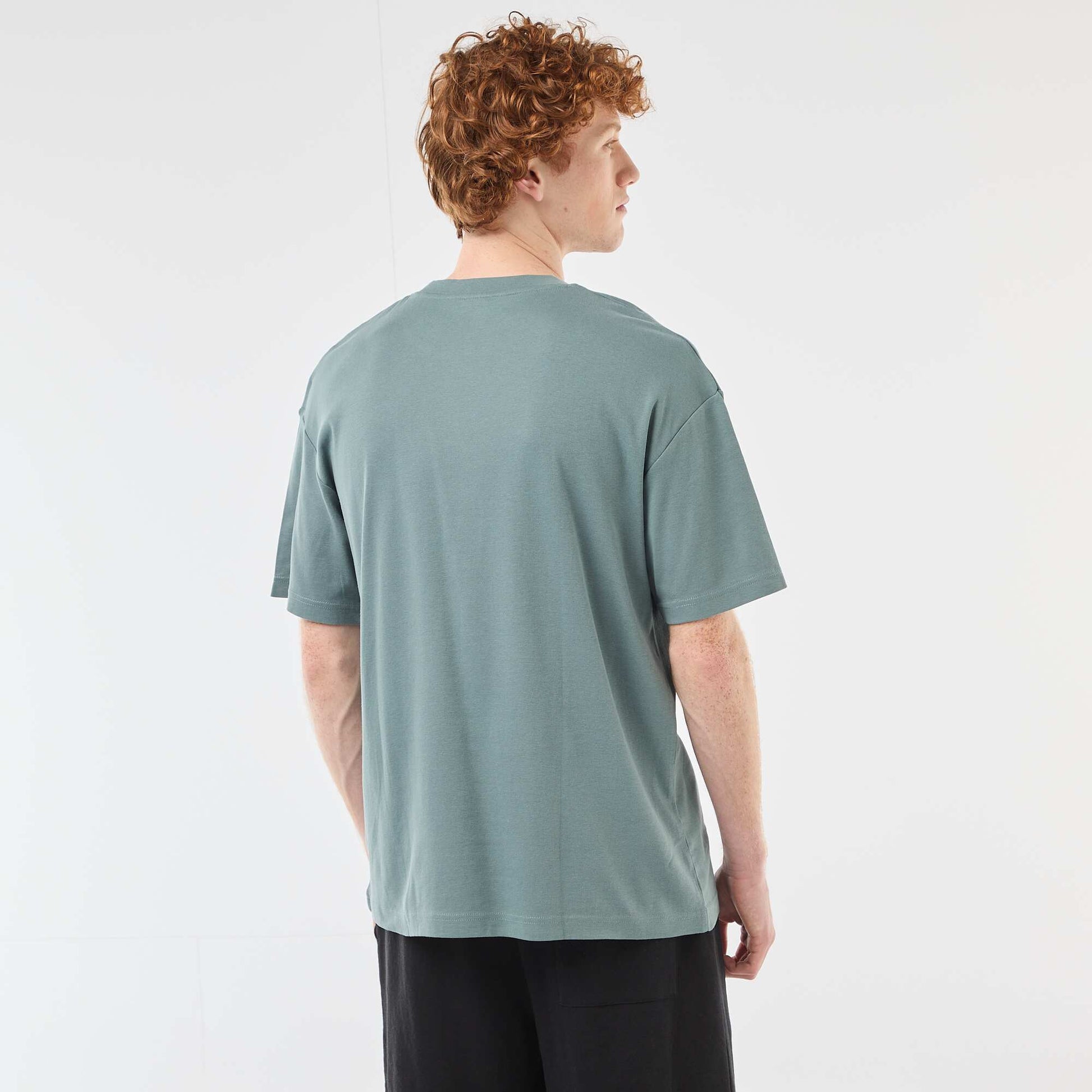 T-shirt col rond en coton BLEU