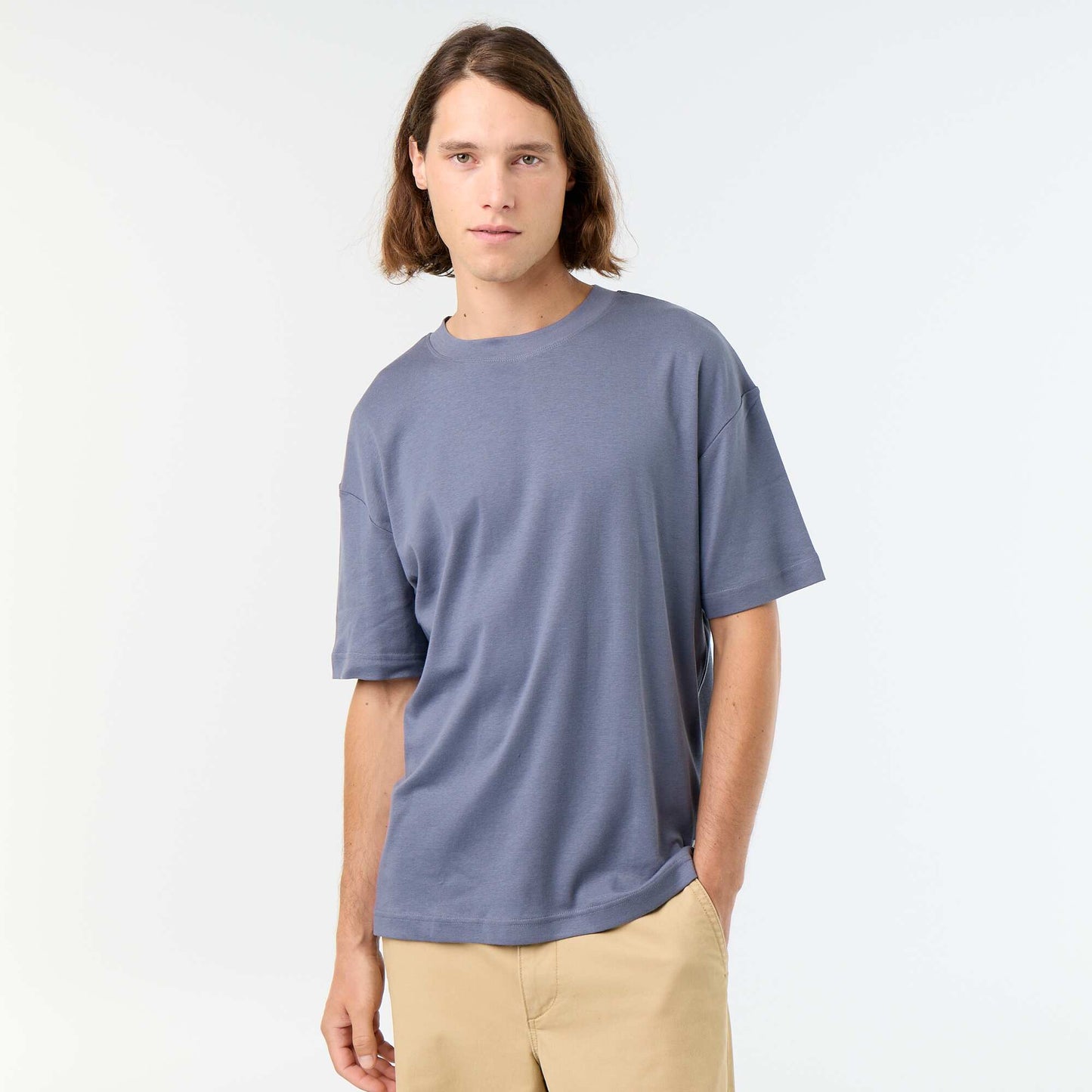 T-shirt col rond en coton GRIS