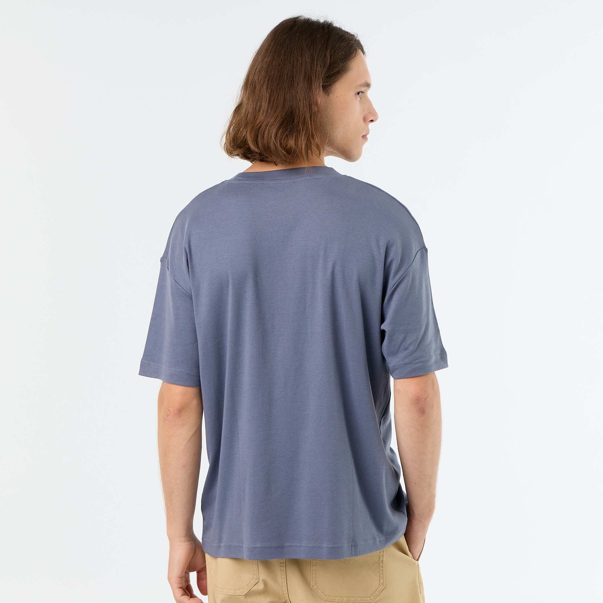 T-shirt col rond en coton GRIS