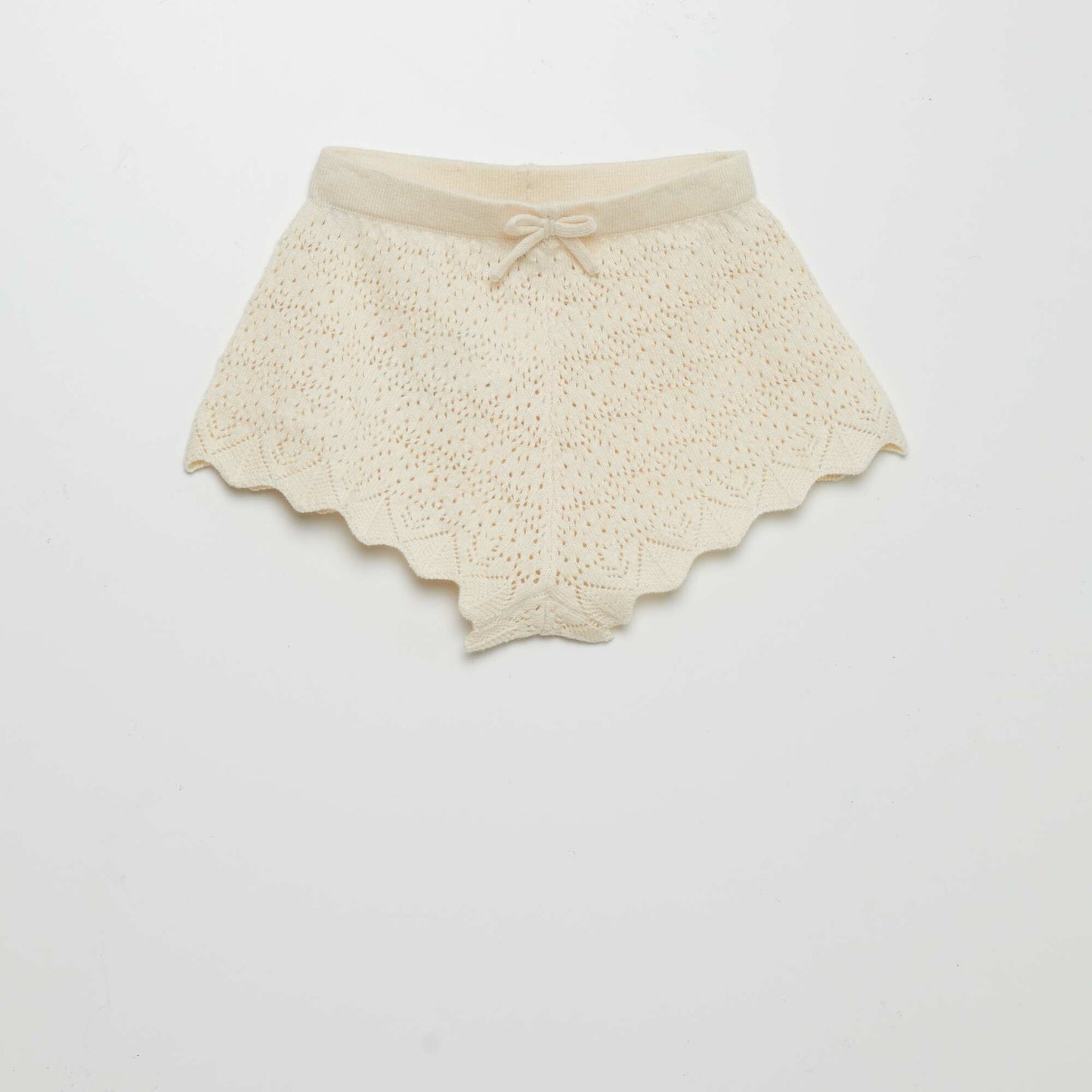 Short en maille tricot Beige