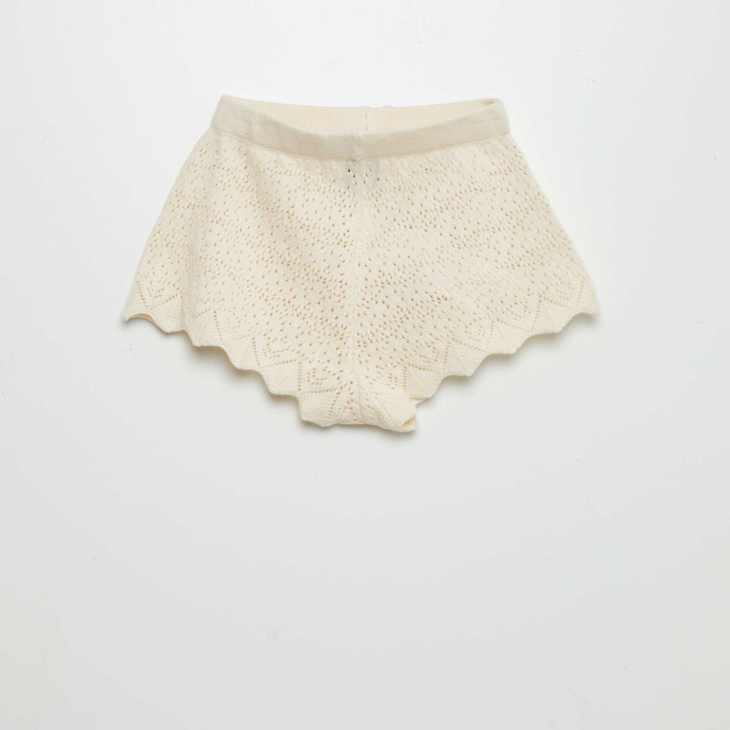 Short en maille tricot Beige