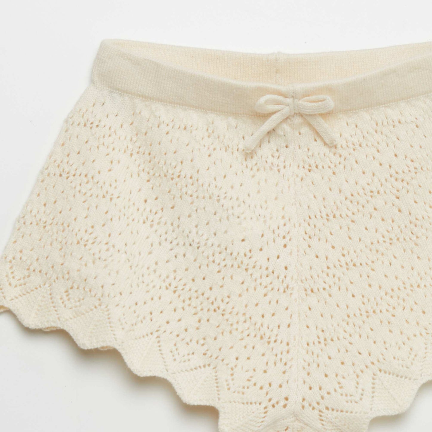 Short en maille tricot Beige