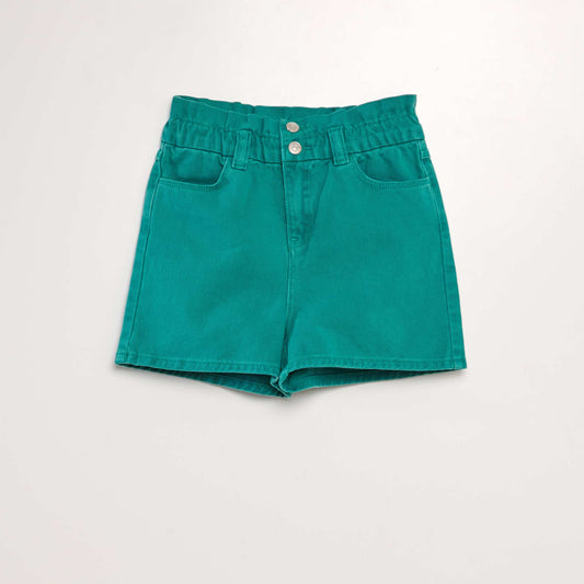 Short en denim coloré Vert