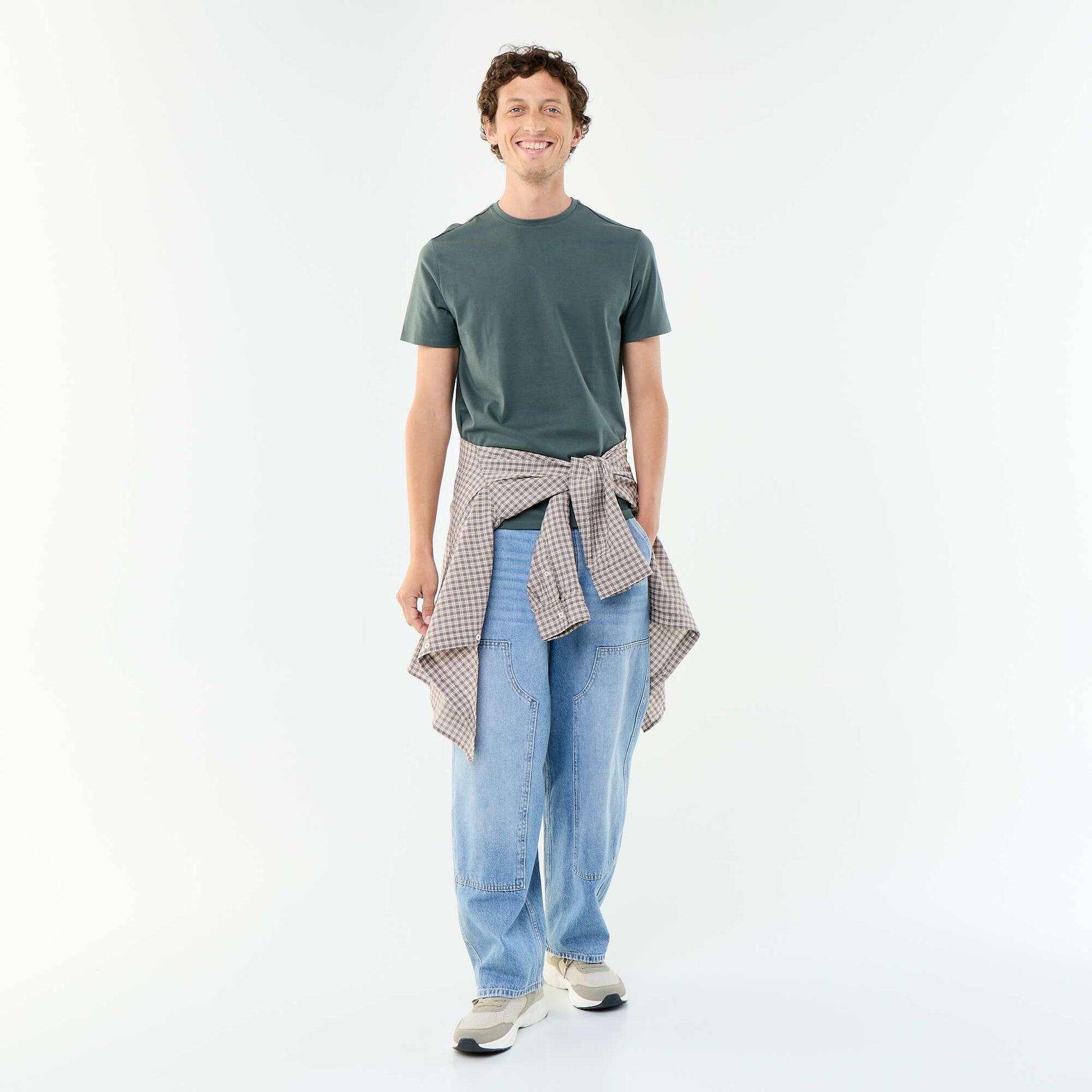 T-shirt homme en coton à col rond VERT