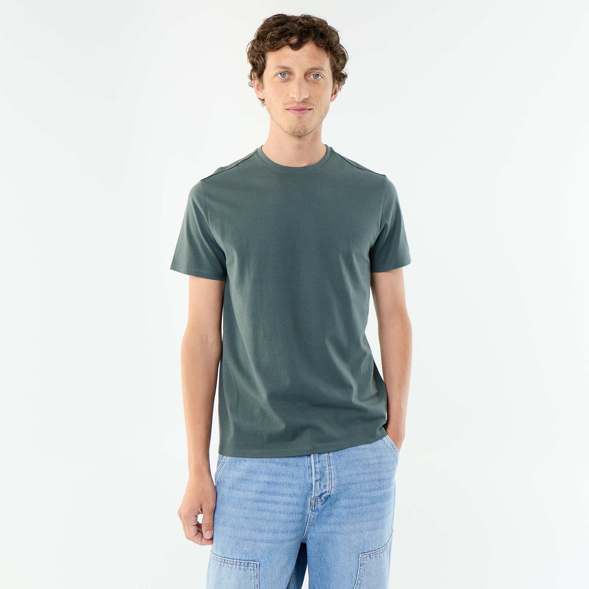 T-shirt homme en coton à col rond VERT