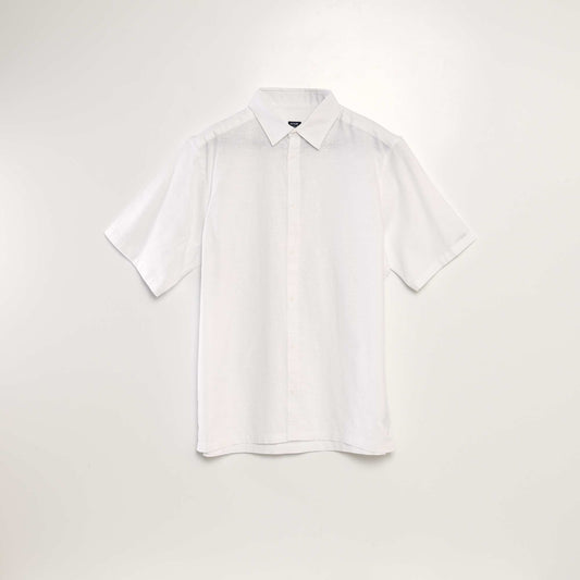 Chemise à manches courtes avec lin blanc