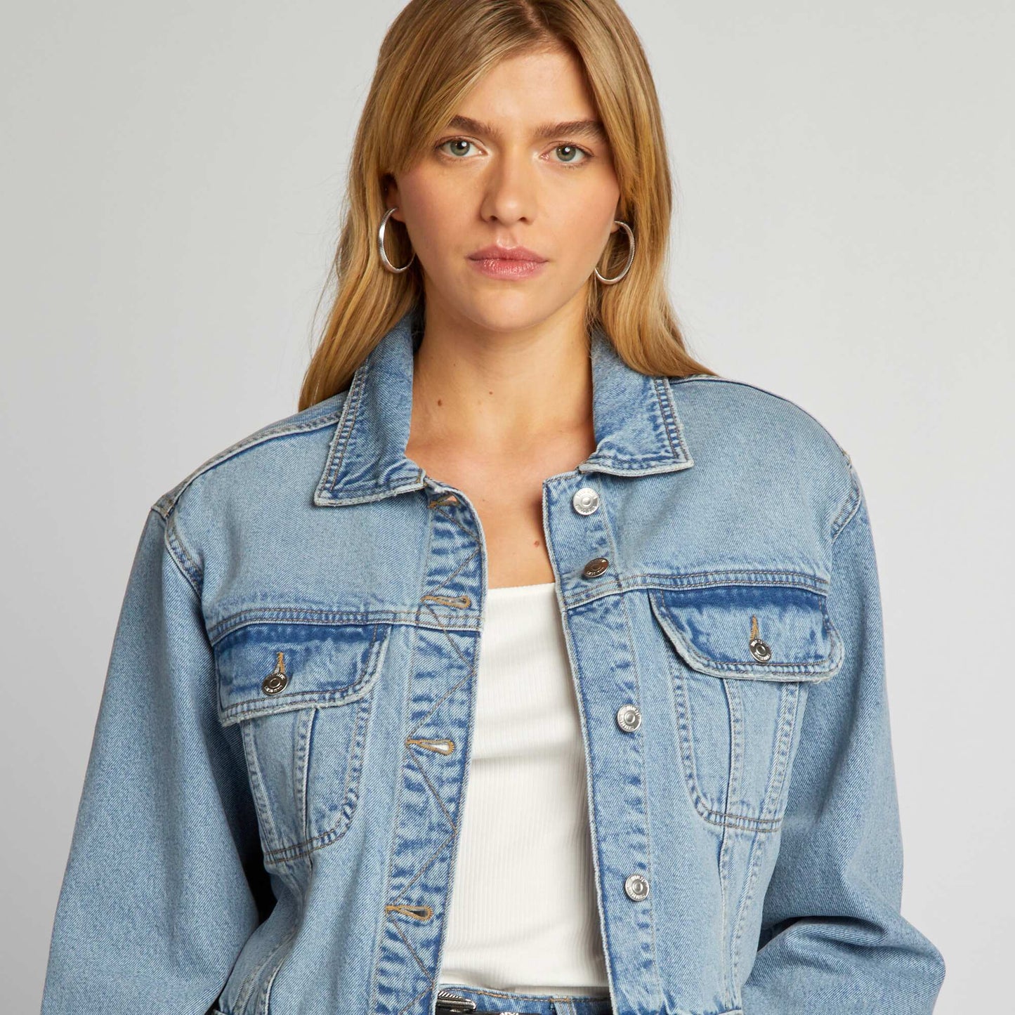 Veste courte en jean Triple stone