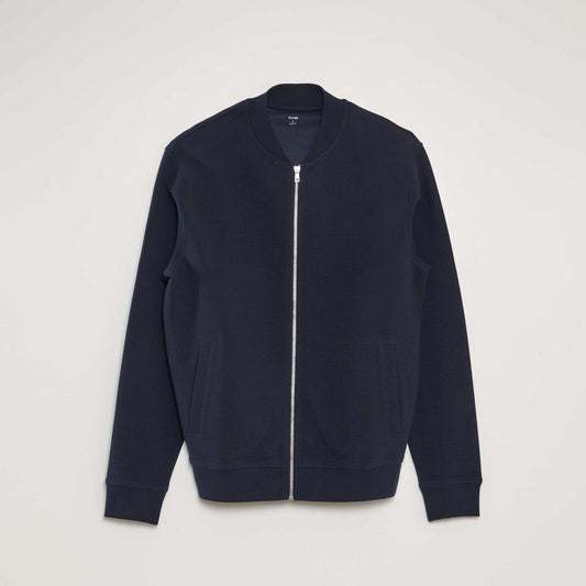 Sweat en maille avec ouverture zippée Bleu marine