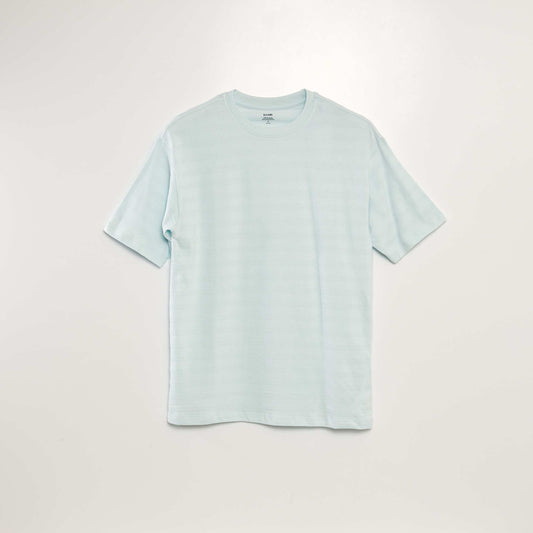 T-shirt en coton texturé Bleu ciel