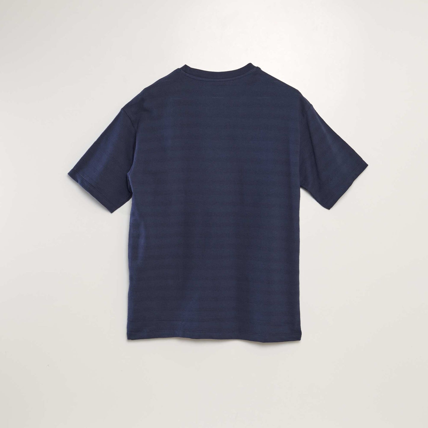 T-shirt en coton texturé Bleu nuit