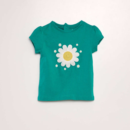 Tee-shirt manches courtes imprimé Vert fleur