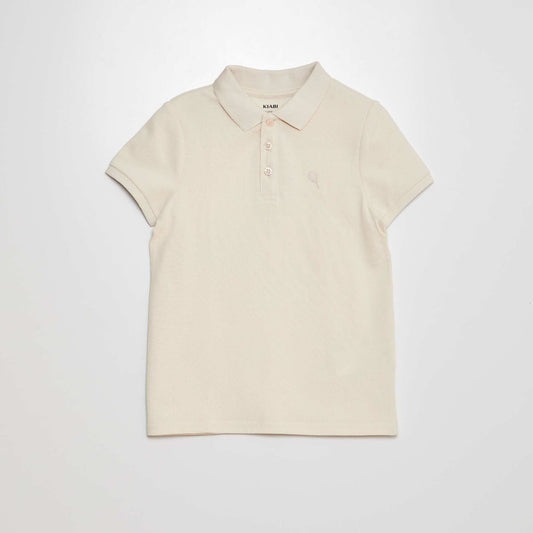 Polo en piqué de coton Beige