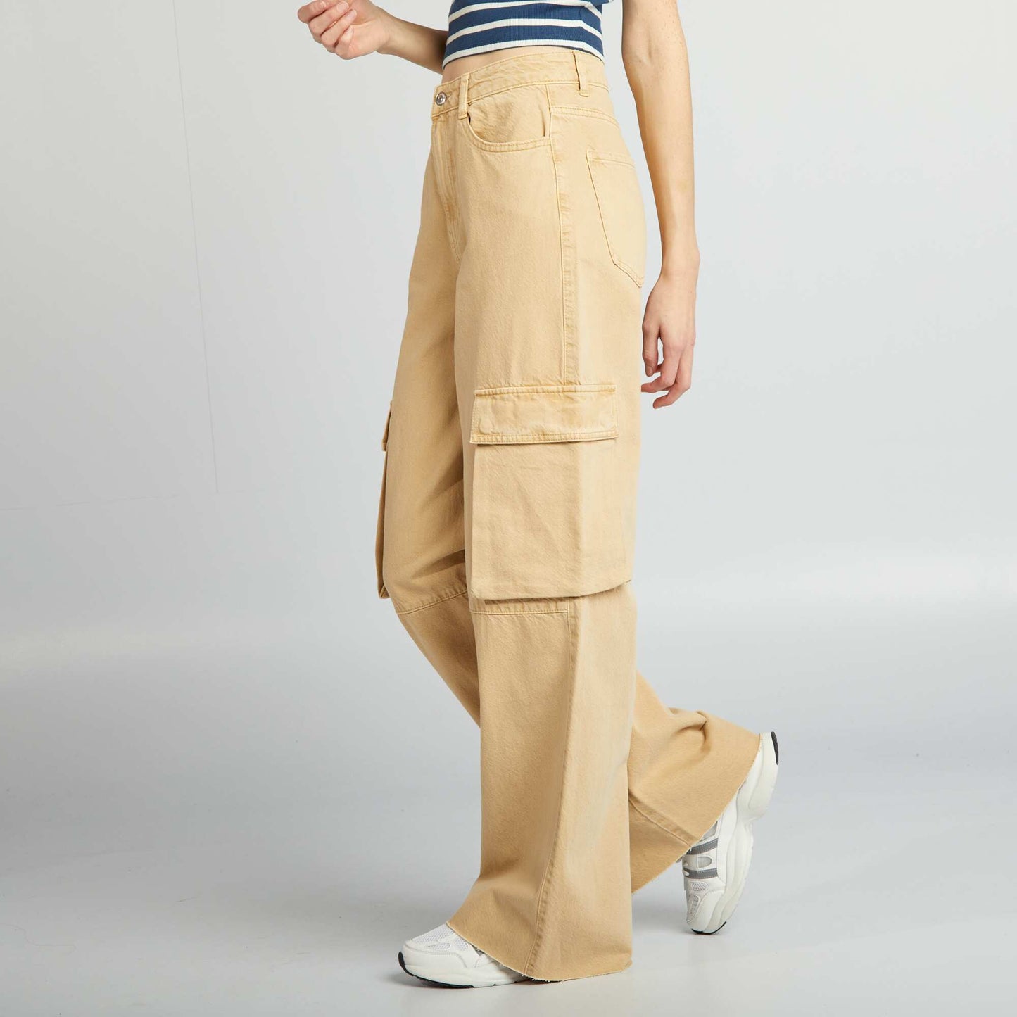 Jean multipoche wide leg Beige