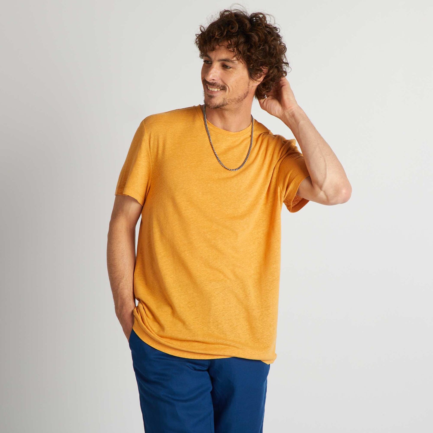 T-shirt en lin mélangé Jaune