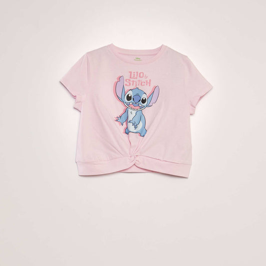 T-shirt 'Lilo et Stitch' manches courtes effet noué Rose
