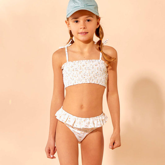 Maillot de bain smocké - 2 pièces Blanc