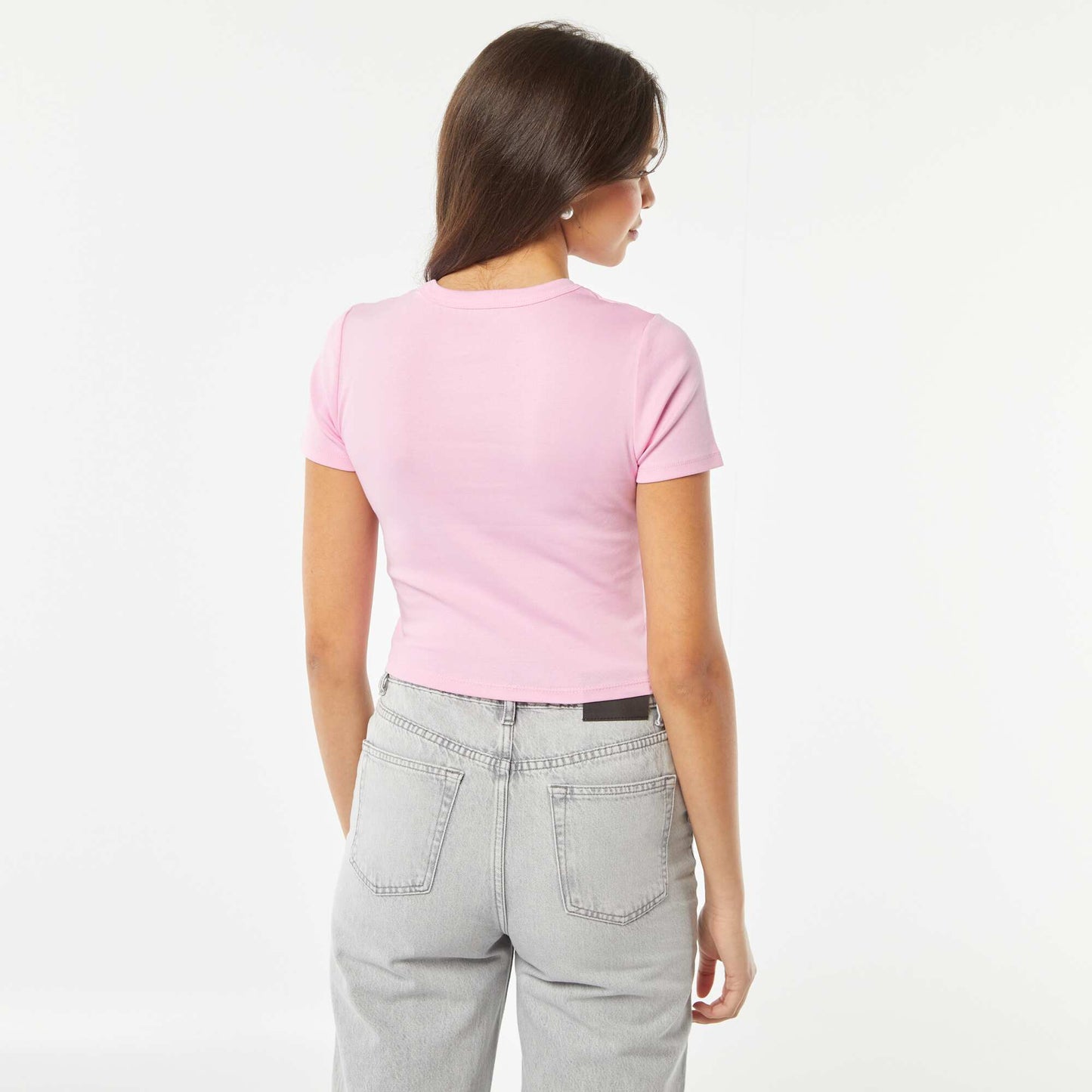 T-shirt cropped manches courtes ROSE