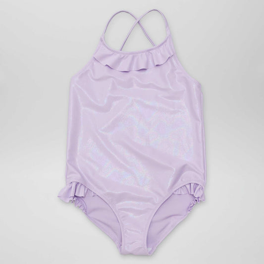 Maillot de bain pailleté et volanté - 1 pièces Violet