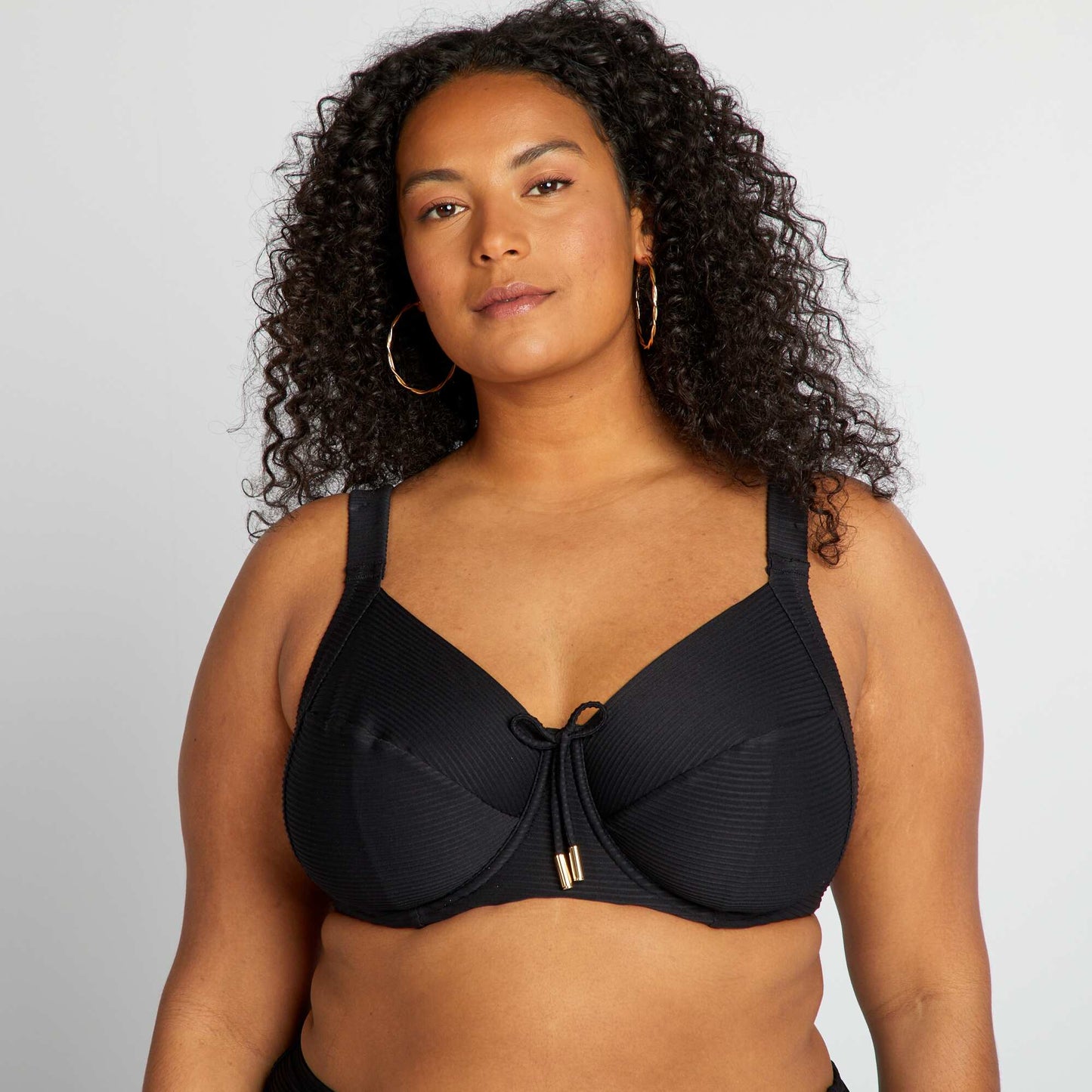 Soutien-gorge de bain matière plissée noir