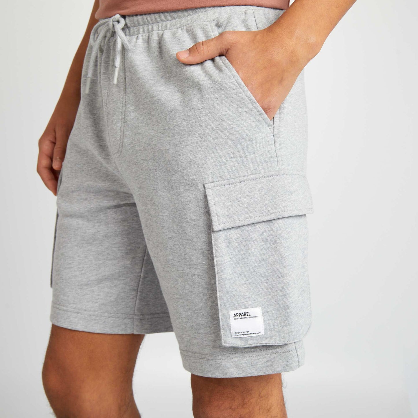 Short en coton multipoche Gris