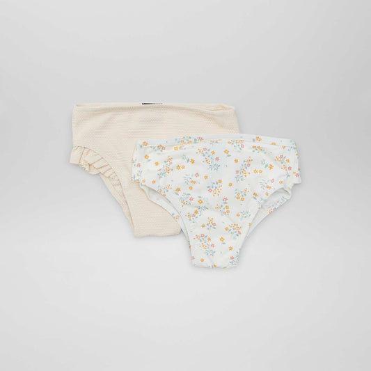 Lot de 2 culottes de bain à volants Blanc