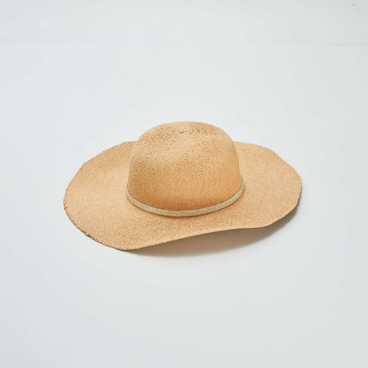 Chapeau de paille pailleté Beige