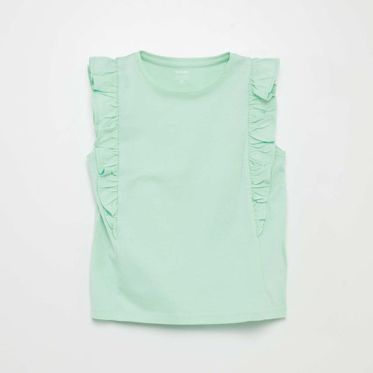 T-shirt en jersey avec volants vert