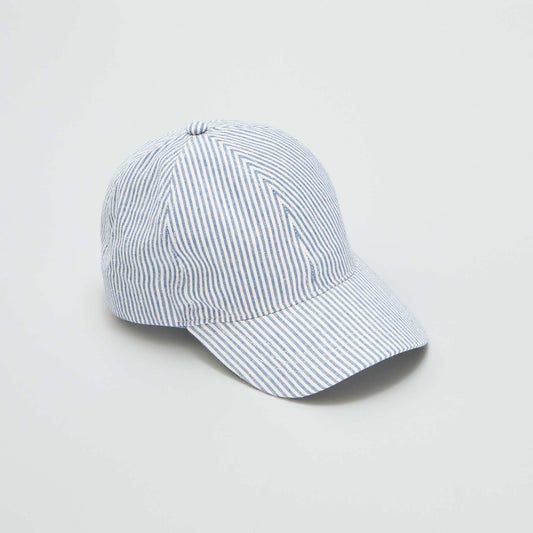 Casquette en toile rayée Bleu