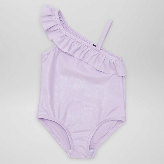 Maillot de bain asymétrique effet sirène - 1 pièce Lila