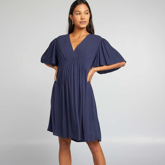 Robe courte en crêpe Bleu nuit