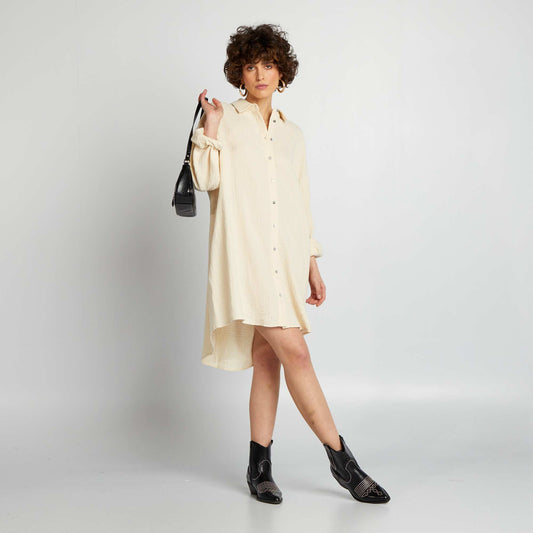 Chemise oversize en gaze de coton Beige