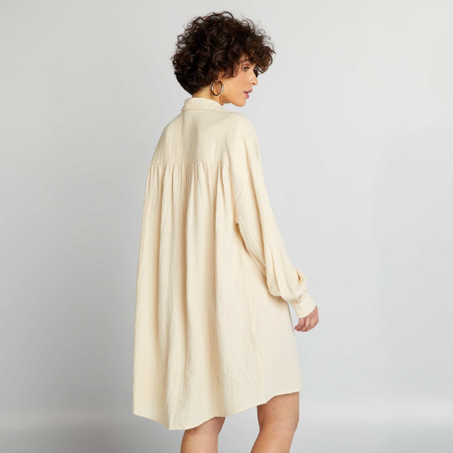 Chemise oversize en gaze de coton Beige