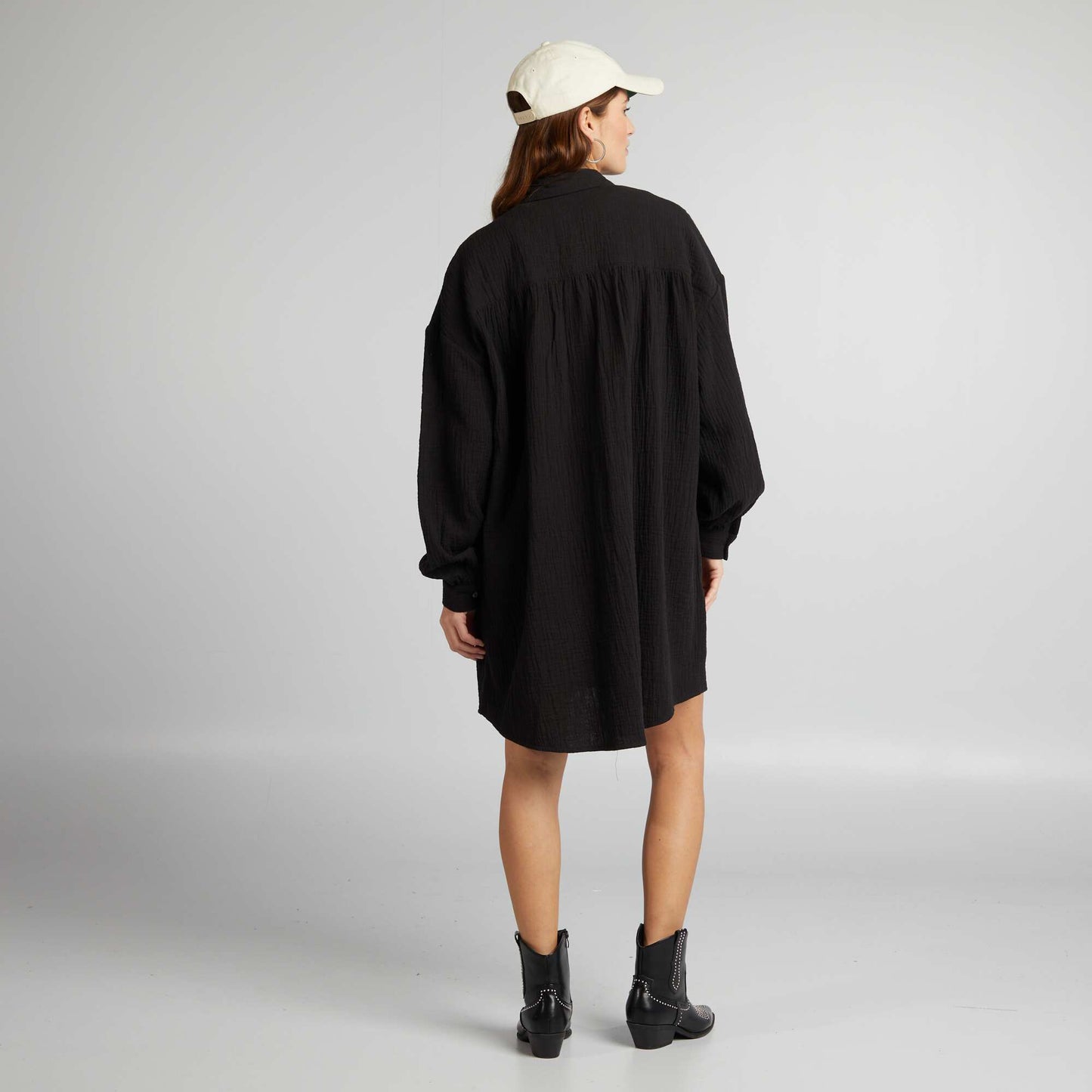 Chemise oversize en gaze de coton noir