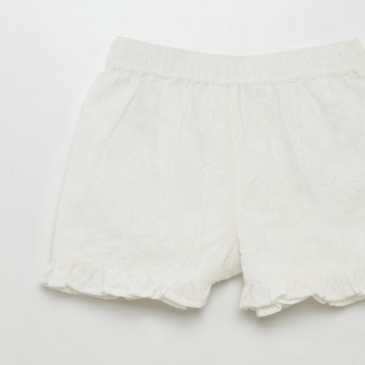 Short léger en broderie indienne blanc