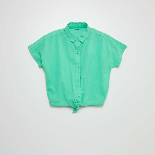 Chemise à nouer en coton et lin Vert