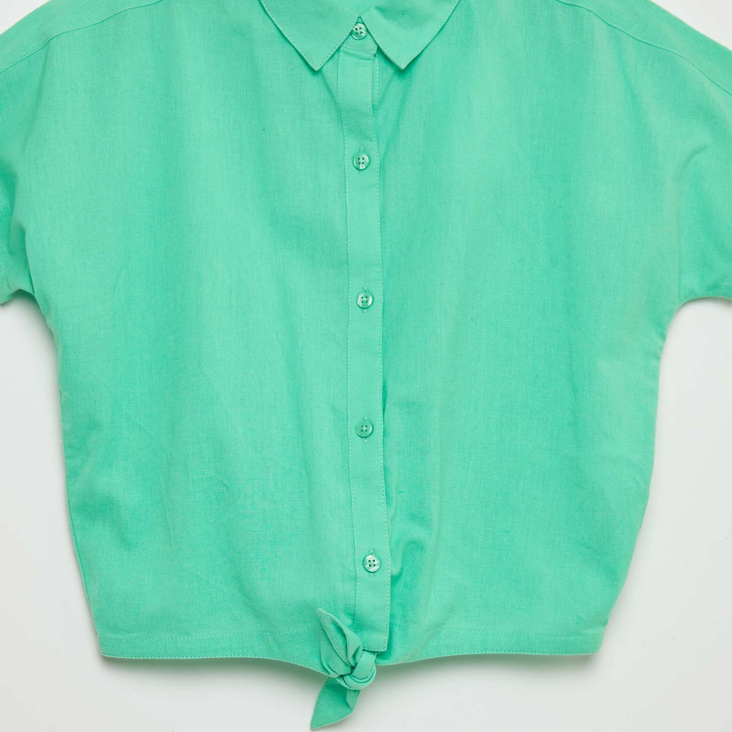 Chemise à nouer en coton et lin Vert